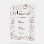 Watercolor bordeauxpas, rosa Blumenblätter Begrüßu Acrylschild (Winkel)