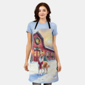 Watercolor Border Collie Country Barn Christmas Schürze (Getragen)