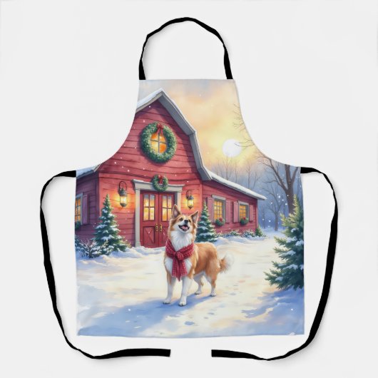 Watercolor Border Collie Country Barn Christmas Schürze (Vorderseite)