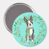 Watercolor Boston Terrier Bestie Magnet (Vorderseite/Rückseite)