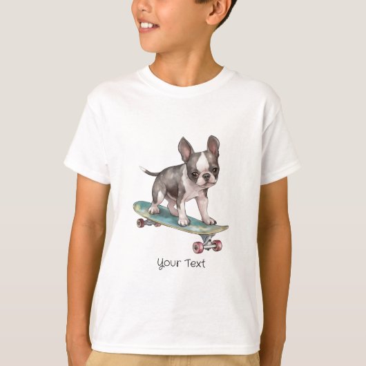 Watercolor Boston Terrier Boy T - Shirt (Vorderseite)