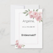 Watercolor botanic pastel pink floral Bridesmaid Einladung (Vorderseite)