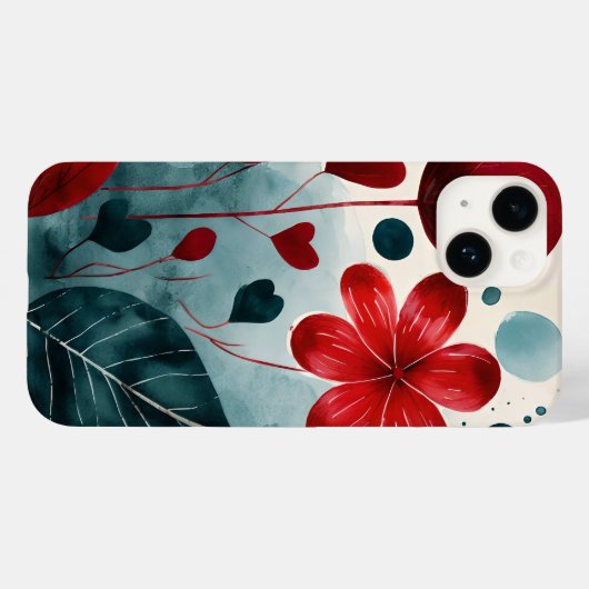 Watercolor Botanical Art Phone Case - Stylized Red (Rückseite (Horizontal))