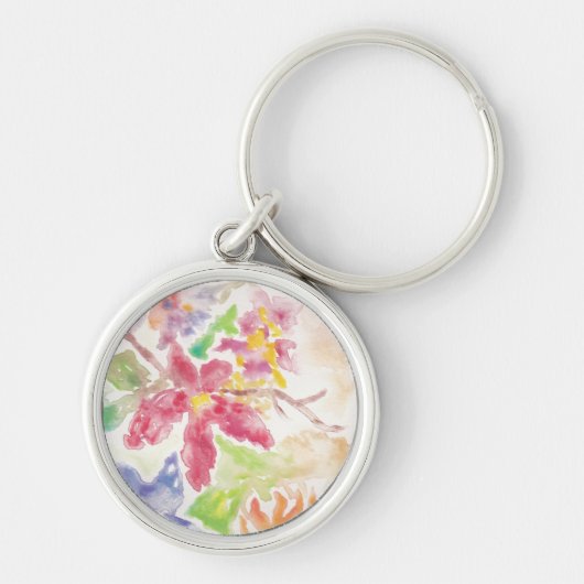 Watercolor Botanical Flower Garden Key Chain Schlüsselanhänger (Vorne)