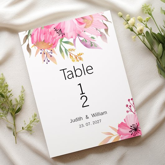 Watercolor botanical garden floral Table Numbers Einladung