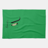 Watercolor botanical green initial monogram geschirrtuch (Horizontal)