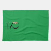 Watercolor botanical green initial monogram geschirrtuch (Horizontal)