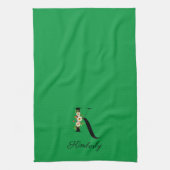 Watercolor botanical green initial monogram geschirrtuch (Vertikal)