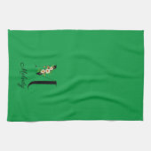 Watercolor botanical green initial monogram geschirrtuch (Horizontal)