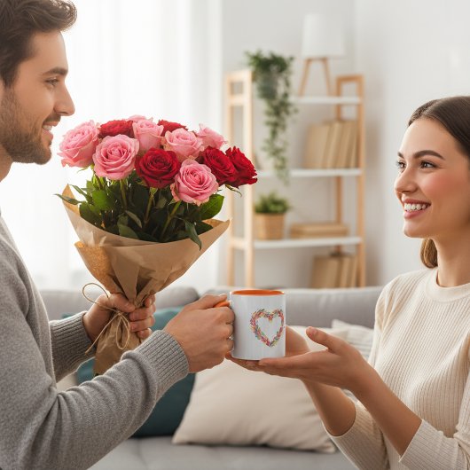 Watercolor Botanical Heart Mug Tasse