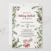 Watercolor Botanical Holiday Cocktail Party Einladung (Vorderseite)