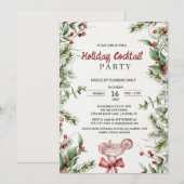 Watercolor Botanical Holiday Cocktail Party Einladung (Vorne/Hinten)