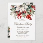 Watercolor Botanical Holly Berries Christmas Party Einladung (Vorne/Hinten)
