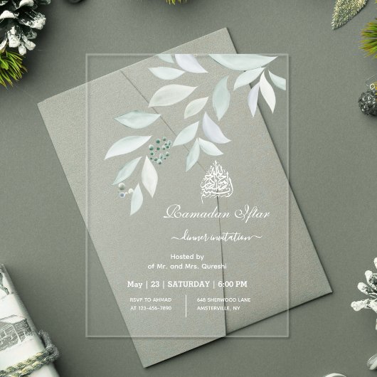 Watercolor Botanical Ramadan Iftar Acryleinladungen