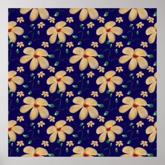 Watercolor Botanical Seamless Pattern   Poster (Vorne)