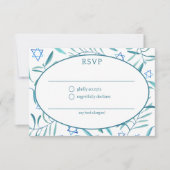 Watercolor Botanical Star David Bar Bat Mitzvah RSVP Karte (Vorderseite)