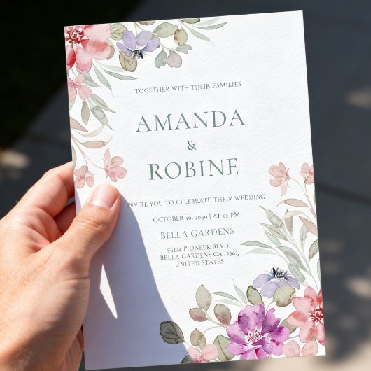 Watercolor Botanical Wedding Invitation Einladung