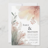 Watercolor Botanical Wedding Invitation Einladung (Vorderseite)