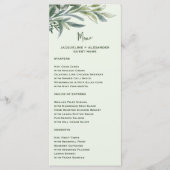 Watercolor Botanical Wedding Menu with Guest Name Menükarte (Vorderseite)