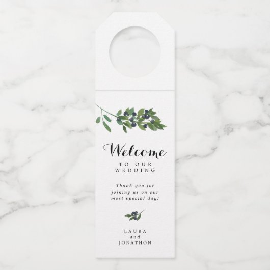 Watercolor-botanische olivgrüne flaschenanhänger (Vorderseite)