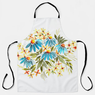 Watercolor bouquet, tender daisies, small leaves a schürze