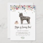 Watercolor Bouvier des Flandres Dog Birthday Einladung (Vorderseite)