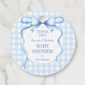 Watercolor Bow Blue Baby Boy Dusche Vielen Dank Geschenkanhänger (Vorderseite)