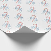 Watercolor Bow Candy Cane Geschenkpapier (Ecke)