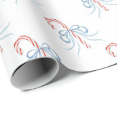Watercolor Bow Candy Cane Geschenkpapier (Rolleneckpunkt)