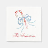 Watercolor Bow Candy Cane Serviette (Vorderseite)