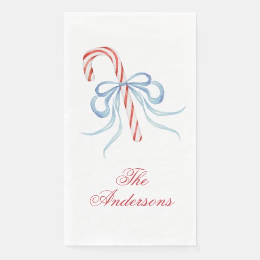 Watercolor Bow Candy Cane Serviette (Vorderseite)