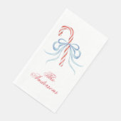 Watercolor Bow Candy Cane Serviette (Ecke)