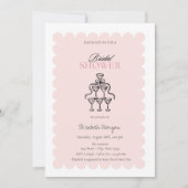 Watercolor Bow Champagne Glass Brautparty Einladung (Vorderseite)