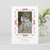 Watercolor Bow Christmas Card Einladung (Stehend Vorderseite)