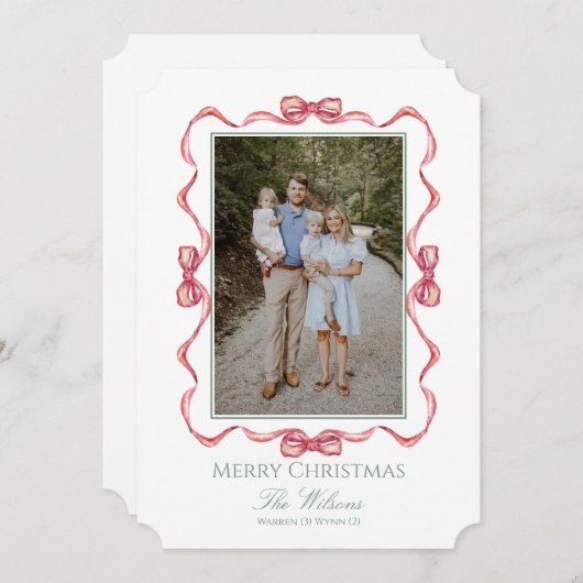 Watercolor Bow Christmas Card Einladung (Vorne/Hinten)