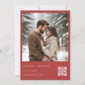 Watercolor Bow Christmas Photo QR Code Wedding Einladung (Rückseite)