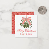 Watercolor Bow Mistletoe Weihnachten Mitteilungskarte (Vorderseite/Rückseite Beispiel)