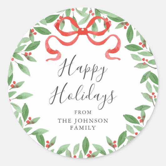 Watercolor Bow Personalized Gift Sticker (Vorderseite)