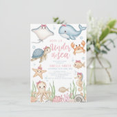 watercolor bow under the sea baby shower einladung (Stehend Vorderseite)