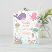 watercolor bow under the sea baby shower einladung