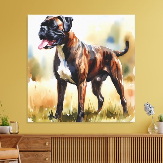Watercolor Boxer Dog Leinwanddruck (Insitu (Wohnzimmer))