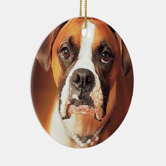 Watercolor Boxer Keramik Ornament (Rechts)