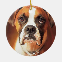 Watercolor Boxer Keramik Ornament