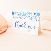 Watercolor Boy Blue Heart Valentine Sweetheart Dankeskarte