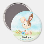 Watercolor Boy Bunny Baby Showfarm Vielen Dank Magnet (Vorderseite/Rückseite)