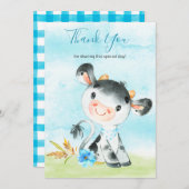 Watercolor Boy Cow Farm Vielen Dank Dankeskarte (Vorne/Hinten)
