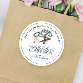 Watercolor Boy First Heilige Kommune Danke Runder Aufkleber