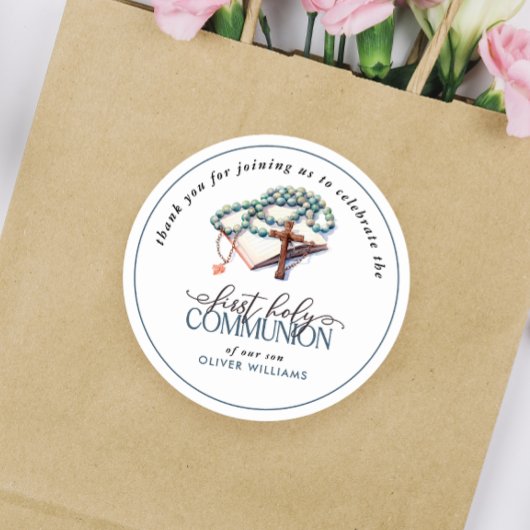 Watercolor Boy First Heilige Kommune Danke Runder Aufkleber