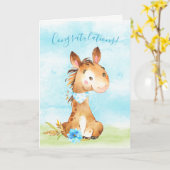 Watercolor Boy Horse Farm Glückwünsche Karte (Gelbe Blume)