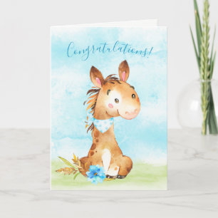 Watercolor Boy Horse Farm Glückwünsche Karte